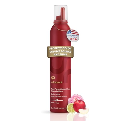 Colorproof Super Plump Whipped Bodifying Hair Mousse 7.5 Fl. Oz. Color-ProtectingMousse for Hair Volume, White Nectarine, Peony & Citrus Scent