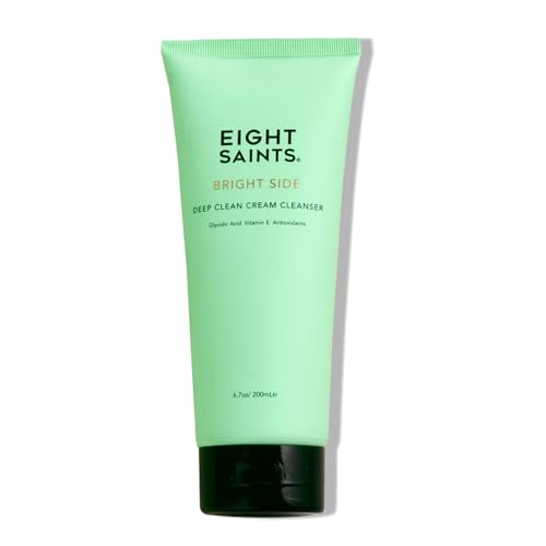 Eight Saints Bright Side Cream Facial Cleanser, Moisturizing Non-Foaming Daily Face Wash, Natural and Organic, Gentle and Effective Facial Cleanser, Makeup Remover, Nourishing and Hydrating, 6.7oz