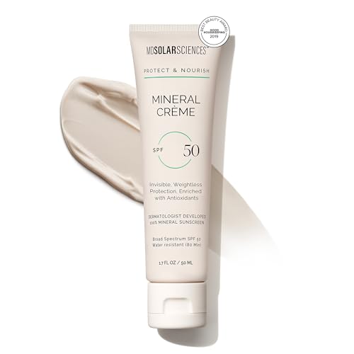 MDSolarSciences Mineral Cr?me SPF 50 Sunscreen for Face ? Water-Resistant, Broad Spectrum UV Protection ? Blendable Micronized Zinc Oxide ? Smooth, Natural Matte Finish