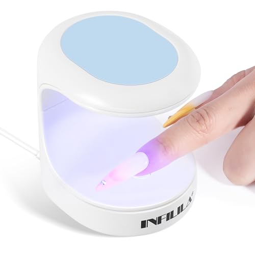 NXJ INFILILA Blue Mini UV Nail Lamp 16W for Gel Nails, Portable Single-Finger Dryer