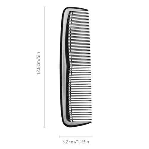 12 Pieces Pocket Hair Combs, 5" Combs for Men & Women, Travel-Friendly, Dual-Density Teeth for Short Hair, Beards, Mustaches & Sideburns (Black)