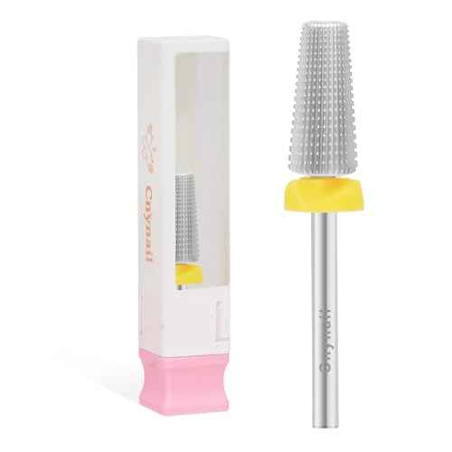 5 in 1 Nail Drill Bit, Tungsten Carbide Multi-Function Bit for Acrylic Nails, Hard Gels, Cuticles Removal, 3/32" Shank, Two-Way Rotation for Left & Right-Handed Use (XF Grit, SILVER)