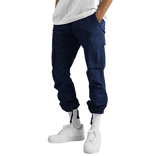 THWEI Mens Cargo Pants Casual Joggers Athletic Pants Cotton Loose Straight Sweatpants