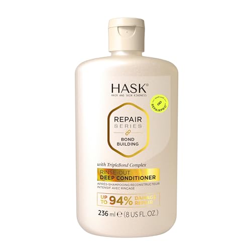 HASK Bond Building Rinse-Out Deep Conditioner with Triple Bond Complex & Argan Oil, Repairs Damage, Softens, Adds Moisture, Sulfate-Free, Cruelty-Free, Color-Safe ? 8 oz