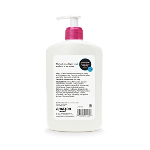 Amazon Basics Body Lotion for Dry Skin 16 fl oz with Vitamins B5 & E, Non-Greasy, Pack of 1