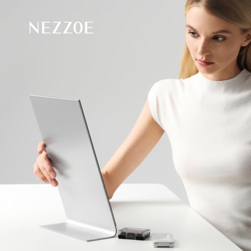 12"x7" Frameless Makeup Mirror - NEZZOE 12 Inch Silver, Free Standing Desk Mirror