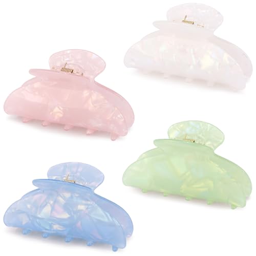 4Pcs Iridescent Glitter Claw Clips for Women, Medium Hair Accessories