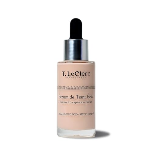 T.LeClerc Anti-Aging Radiance Serum No. 1 Ivory - Fluid Foundation Care, Luminous & Unified Complexion, Second Skin Effect, Hyaluronic Acid, 30 ml (Cachemire)