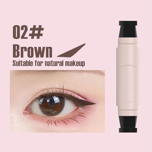 2PCS Gel Eyeliner Pencil Set, Foldable Eyeliner Stamp for Perfect Wings, Waterproof Eyeliners Tool, Smudge Proof Eyeliners Pen for Beginners (Black+Brown)