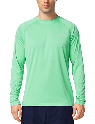 BALEAF Men's Sun Protection Shirts UV SPF T-Shirts UPF 50+ Long Sleeve Rash Guard Fishing Running Quick Dry Beach Glass Size S