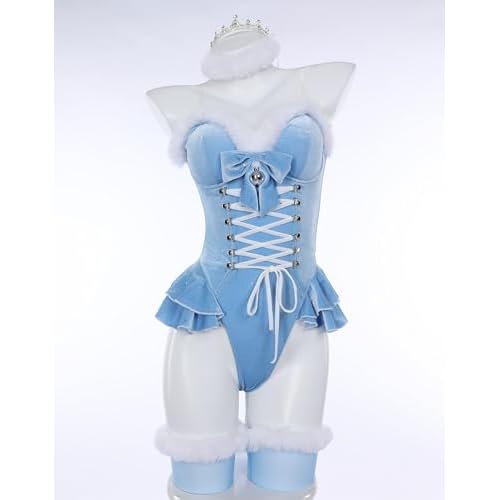 MEOWCOS Women's Bodysuit Queen Cosplay Costume Halloween Christmas Bodysuit Cape Set with Crown Cloak Gloves Socks