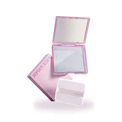 Oil Blotting Papers for Face with Mirror & Puff - 100 Sheets Shine Control