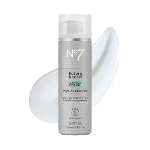 No7 Future Renew Damage Reversal Peptide Gentle Face Cleanser? - Anti-Aging Face Wash to Help Visibly Remove Impurities for Smoother, Nourished Skin - Fragrance-Free Formula (5 Fl Oz)