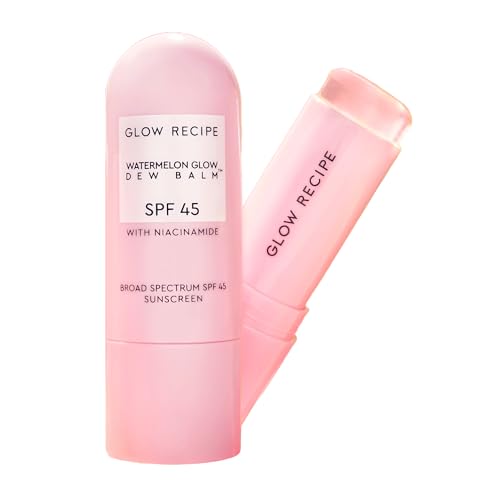 Glow Recipe Face Sunscreen Stick SPF 45 - Travel Size Roll On Korean Sunscreen with Hydrating Hyaluronic Acid & Niacinamide for a Dewy Glow - No White Cast (.58oz)