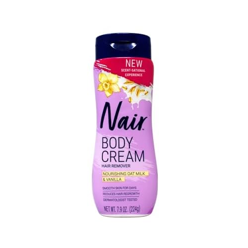 Nair Body Cream Hair Remover, Nourishing Oat Milk & Vanilla, Dermatologist Tested, 7.9 oz (Pack of 3)