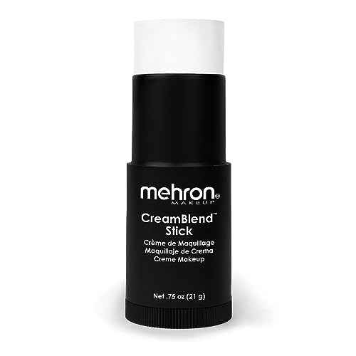 Mehron Makeup CreamBlend Stick | Face Paint, Body Paint, & Foundation Cream Makeup | Perfect for Halloween .75 oz (21 g) (White)