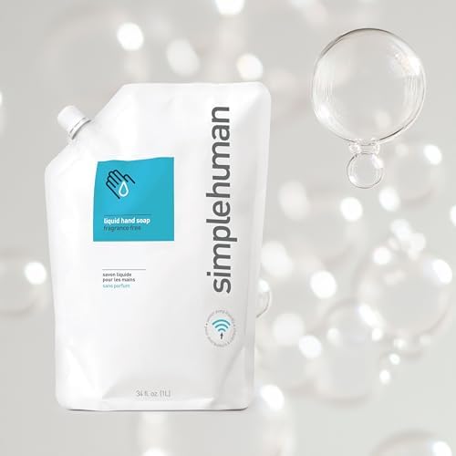 simplehuman Fragrance-Free Liquid Hand Soap Refill Pouch, 34 Fl Oz (Pack of 6)