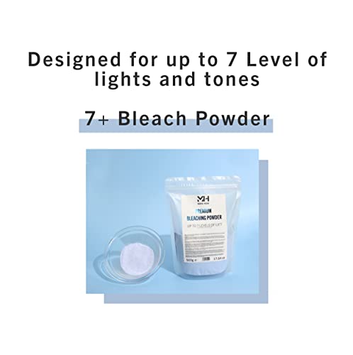 Blue Dust-Free Hair Bleach Powder - Up to 7 Levels Lift, Anti-Yellow, Professional Lightener 17.64 oz