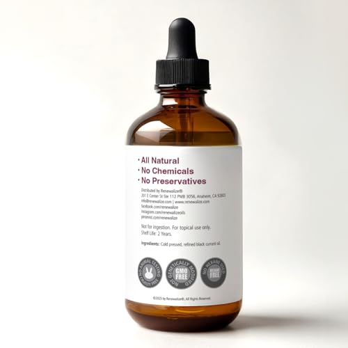 Black Currant Seed Oil Cold Pressed ? 100% Pure Natural Carrier Oil for Skin & Hair | Rich in GLA & Omega Fatty Acids | Moisturizer for Face, Scalp, Nails | 4 fl oz