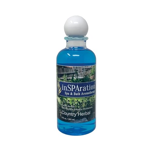 inSPAration Spa and Bath Aromatherapy 113X Spa Liquid, 9-Ounce, Country Herbal, Blue