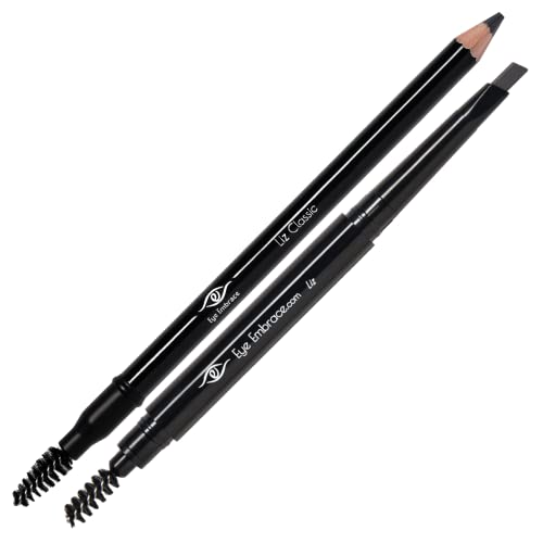 Eye Embrace Liz Warm Medium Gray Eyebrow Pencils Bundle - Liz Classic wooden pencil & Liz diamond wedge pencil - Waterproof, Cruelty-Free