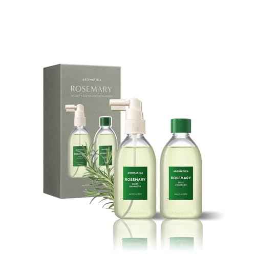 AROMATICA Rosemary Scalp Strengthening Enhancer Duo Set - Scalp Serum for Hair Growth & Itchy Scalp Treatment with Rosemary Oil | Dandruff Treatment and Oily Scalp Moisturizer, Scalp Treatment Set