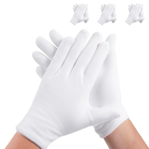 Premium Cotton Gloves for Moisturizing & Overnight Skin Care - White, Unisex