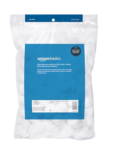 Amazon Basics Hypoallergenic 100% Cotton Balls for Skincare & Makeup, 200 Count