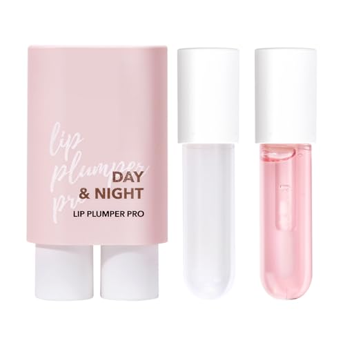 2PCS Lip Plumper Set, Day and Night Use, Lip Moisturizing, Lip Care,No Chapped, Lip Enhancer for Fuller, Hydrating, Lip Gloss