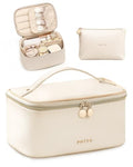 Prite 2-Pack Beige Travel Makeup & Toiletry Organizer Bag Set