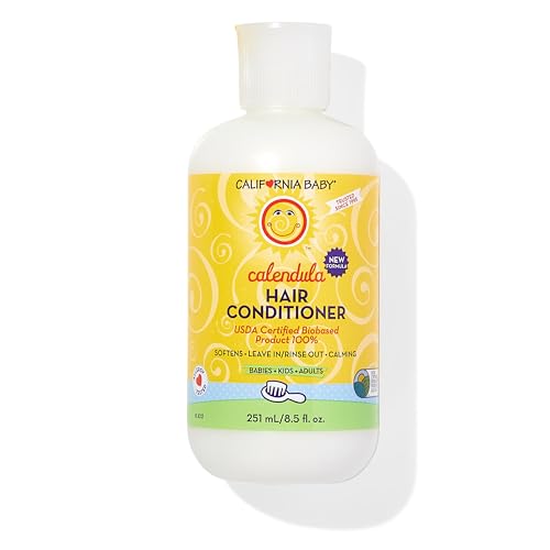 California Baby Calendula Hair Conditioner | 100% Plant-Based Kids Conditioner | Rinse-out or Leave in Conditioner | Lavender Scent | 251 mL / 8.5 oz