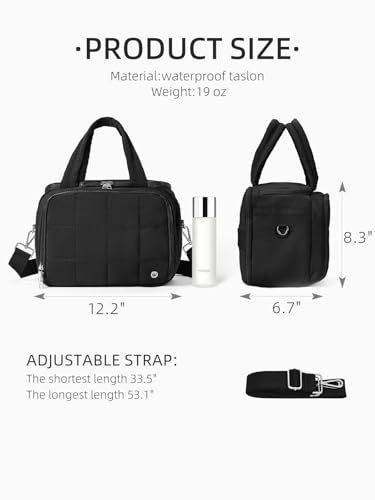 WESTBRONCO Black Small Travel Toiletry Bag with Jewelry Organizer for Women