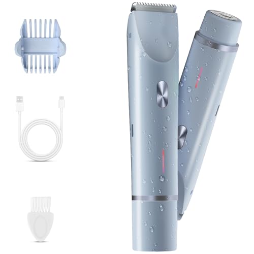 Women’s Waterproof Bikini Trimmer & Facial Hair Remover - 2-in-1 Electric Razor, Blue