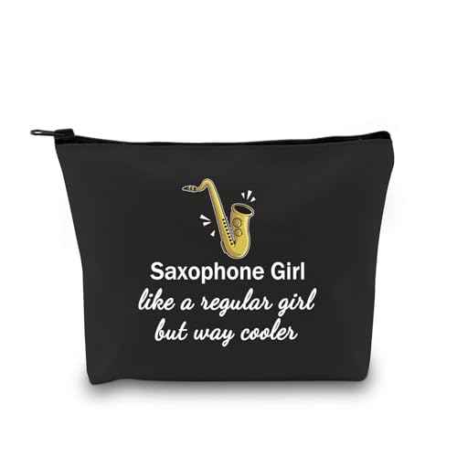 GJTIM Saxophonist Gift Saxophone Player Gift Travel Makeup Bag for Saxophone Lovers (Saxophone Black)
