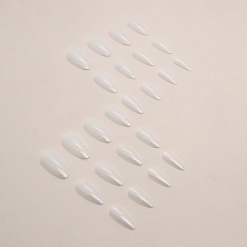 Press On Nails Almond Medium 24pc White Aurora Design