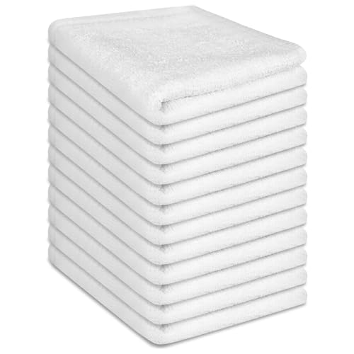 100% Cotton Washcloths 12-Pack, 12x12 Inch, Soft & Absorbent
