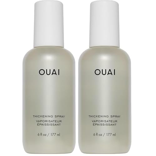 OUAI Hair Thickening Spray - Thickening & Volumizing Spray for Instantly Thicker, Fuller-Looking Hair - Protects, Strengthens & Repairs with Amaranth Peptide & Amino Acids (6 Fl Oz) (Pack of 2)