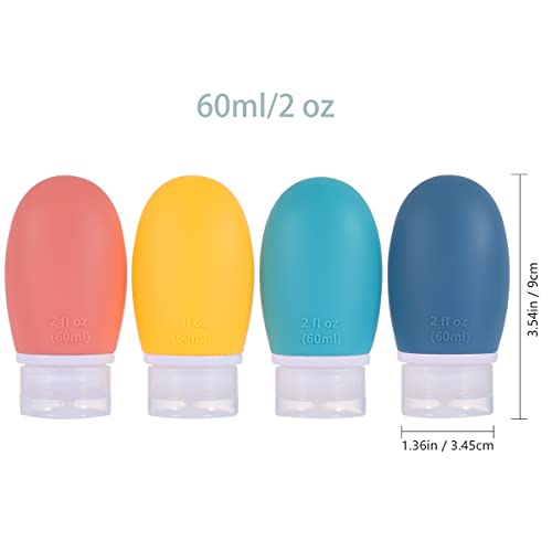 Leak Proof Silicone Travel Bottles 4 Pack 2oz TSA Approved
