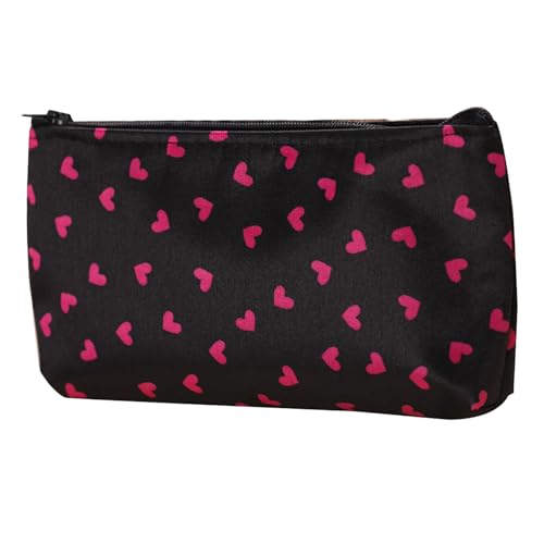 Red Outdoor Travel Cosmetic Bag Portable Makeup Organizer Heart Dot Print