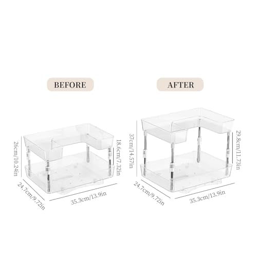 Acrylic Makeup Organizer, 2-Tier Large Capacity Cosmetic Storage Rack with Clear Shelves, Perfume and Skincare Organizer for Bathroom Countertop, Vanity and Dressing Table