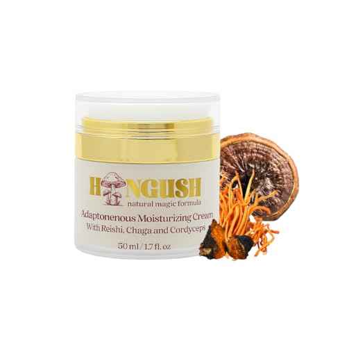 HONGUSH Hydrating Facial Cream with Three Types of Adaptogenic Mushrooms Extracts ? For All Skin Types, 50ml