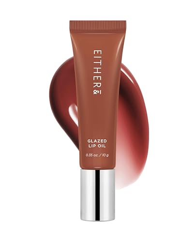 EITHER& Glazed Lip Oil - Warm Mocha Brown Moisturizer 10g