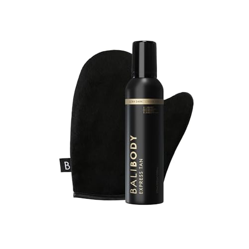 Bali Body Ultra Dark 1 Hour Express Self Tan + Mitt Bundle | Quick Drying Tanning Foam for All Skin Types, Streak-Free Customizable Tanner + Reusable Stain-Free Tan Applicator | Vegan & Cruelty-Free