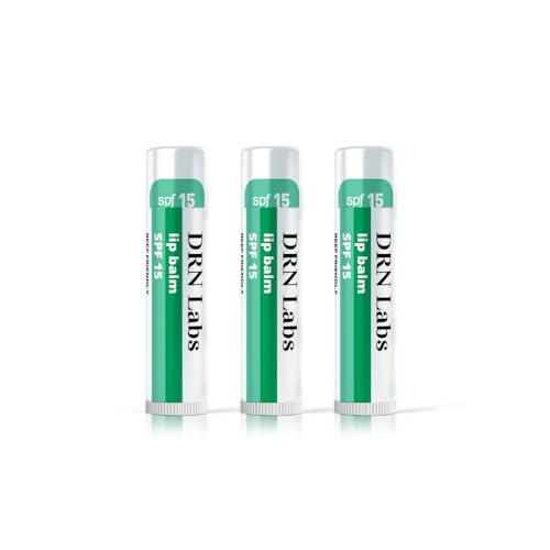 SPF 15 Mineral Sunscreen Lip Balm - Vegan and Cruelty Free Broad Spectrum UVA/UVB Lip Care - lemon and mint scent - for Hydration, Sun Protection by DRN Labs. 0.15 oz (0.15 oz, 3)