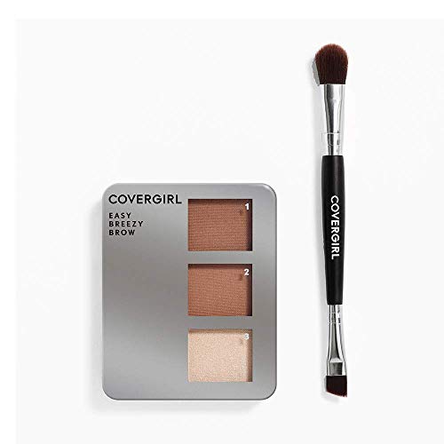 COVERGIRL - Easy Breezy Brow Powder Kit, three shades brow definer, professional double-ended angled brush, effortless, 100% Cruelty-Free