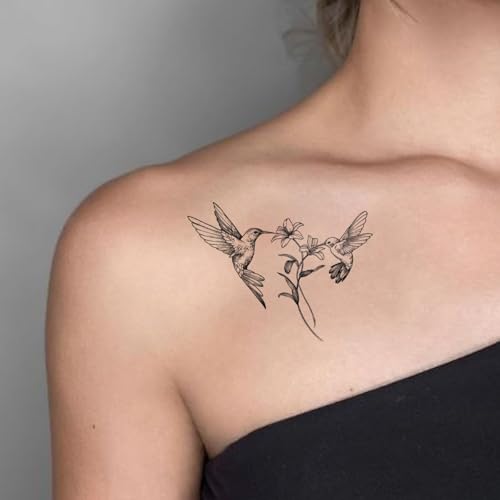 Hummingbird Lily Temporary Tattoo Sheets - 7-15 Days