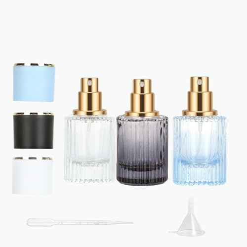 3 Pcs 30ml/1oz Empty Perfume Spray Bottles, Refillable Perfume Spray Bottles, Glass Fine Mist Atomizers, Gradient Color Travel Fragrance Containers for Perfume and Cologne (A)