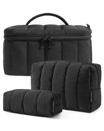BAGSMART 3-Piece Makeup Bag Set with Cosmetic Organizers