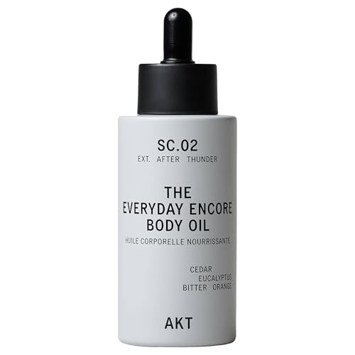 AKT Everyday Encore Body Oil 3.4 Fl Oz, SC.02 After Thunder Scent, Dry Body Oil After Shower, Skin Moisturizer, Fast Absorbing, Lasting Glow, Cedar Fragrance, Non-Greasy, All Genders Skincare