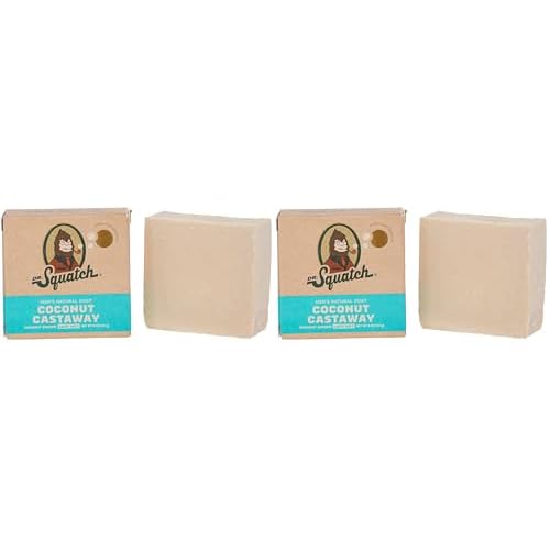 Dr. Squatch All Natural Bar Soap for Men with Light Grit, Coconut Castaway 5 Ounce (Pack of 2) 0.02 pounds